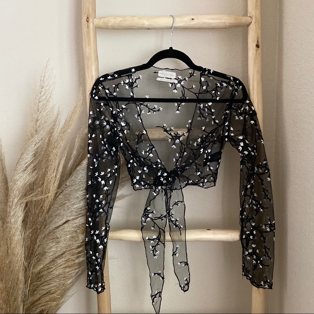 ✨SOLD✨UO Sheer Black Tie Top